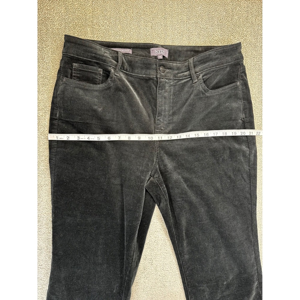 NYDJ Corduroy Pants Womens 14 Black Marilyn Straight Lift Tuck Technology Winter - Picture 5 of 8